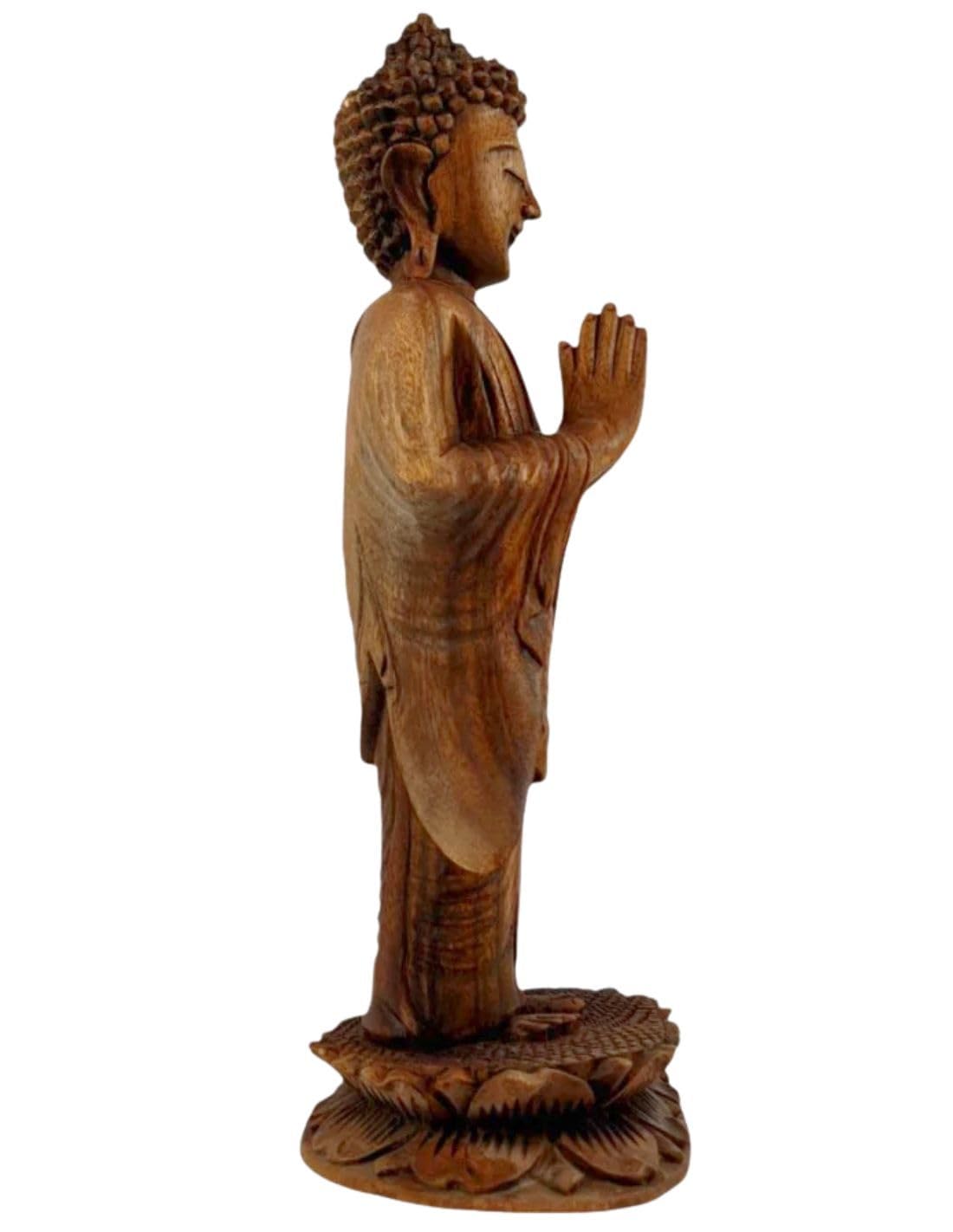 Coco Papaya Statue de Bouddha Debout 40cm en Bois sculpté | Création Faite à la Main à Bali