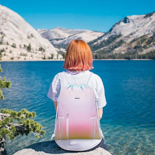 Image of WANDF Drawstring Backpack, Gym Sackpack for Sports | Mesh Pockes, Water-Resistant, Shopping, Yoga, Travel, Beach, Daily Carry