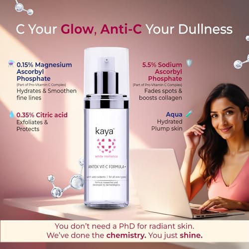 Image of Kaya Antox Vit-C Formula | Vitamin C Face Serum With Anti-Oxidants | Anti Ageing Serum | For Brighter Skin | All Skin Types | 30ml