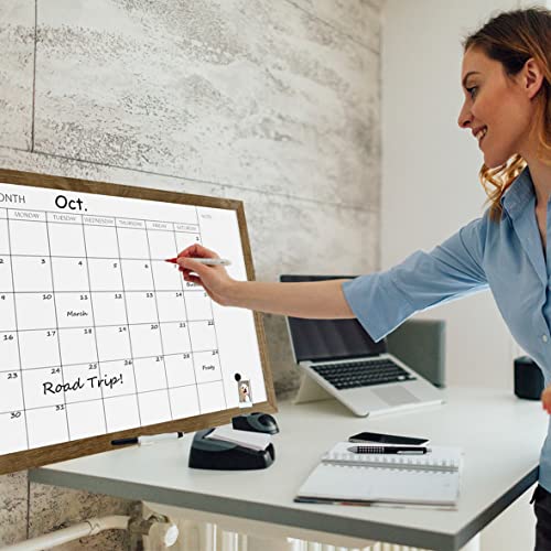 Okydoky Magnetisches Monatliche Planung Whiteboard mit Holzrahmen, 60 x 45 cm, hängende kleine Weißwandtafel für Schule Home Büro(YL-RB-4560-A).DE
