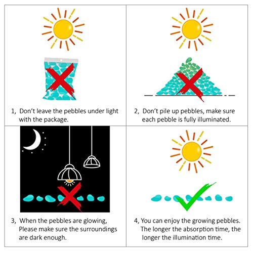 Surgicalonline 300Pcs Garden Decorative Stones Glow In The Dark Luminous Pebbles For Walkways Plants Aquarium Decor， Glowing Pebbles Powered Fish Tank Garden Decoration (White) #TOP4