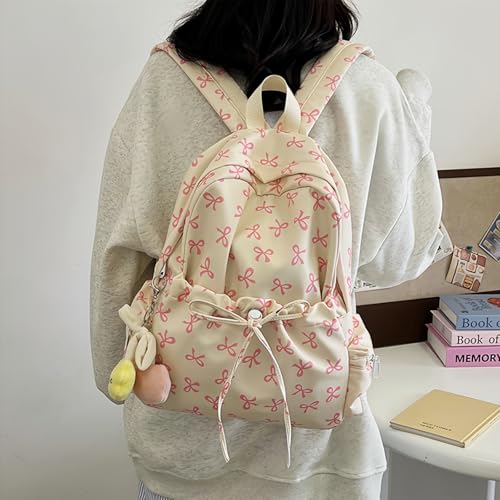 14.57 Inch Small Backpack for Women, Aesthetic Lightweight Travel Daypack Simple Cute Backpack for Women (Beige)2