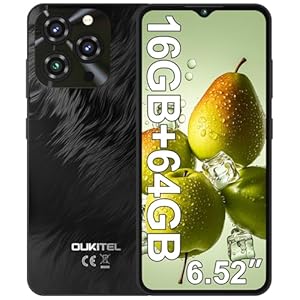 OUKITEL C3 SIM-Free & Unlocked Mobile Phones - 16GB RAM+64GB ROM/1TB, 5000mAh Battery, 6.52" Display, Android 14 Smartphone, 13MP Camera, 4G Dual SIM Android Phone, Face ID/3.5mm Headphone Jack