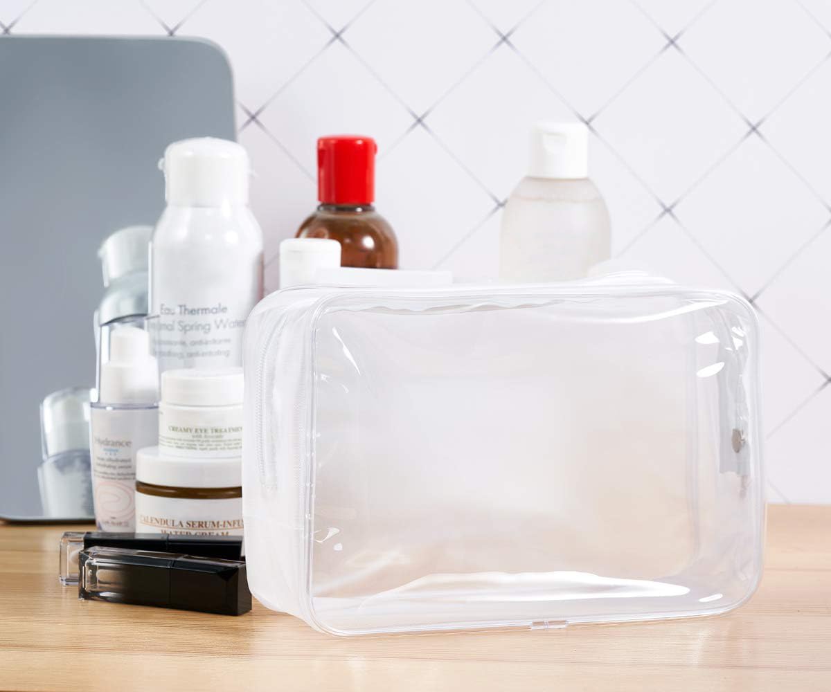 4 Size/Pack Waterproof Clear Toiletry Bag, TSA Approved Zippered Carry on Pouch, Portable Travel PVC Cosmetic Makeup Bag Organizer for Vacation Bathroom - Image 3