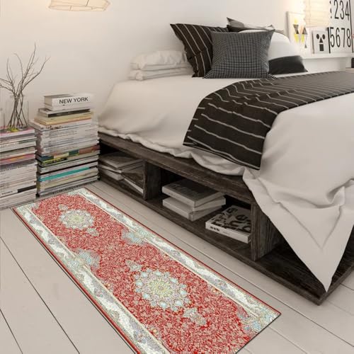 Alfombra roja pasillo 40 x 450 cm lavable para dormitorio hogar 3