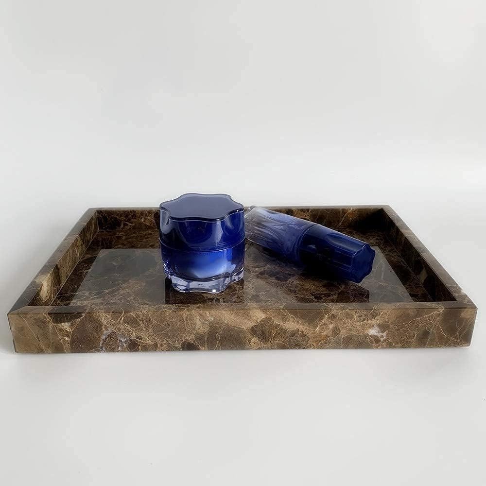 Natural Marble Storage Vanity Tray, Cosmetics Jewelery Tray, Kitchen Organizer, Coffee Table Tray (Coffee Net, 11.8L x 7.87W x 1.18H) - Image 6