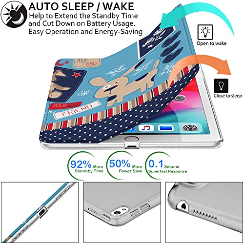 Image of DuraSafe Cases for iPad 10.5 Inch 2017 Air 3 2019 [ PRO 10.5 Air 3rd Gen ] A1701 A2152 A2123 MUUL2HN /A MUUK2HN /A MUUJ2HN /A MQDX2HN /A PrintediPad Cover Translucent Frosted Hard Back - Puppy Friend