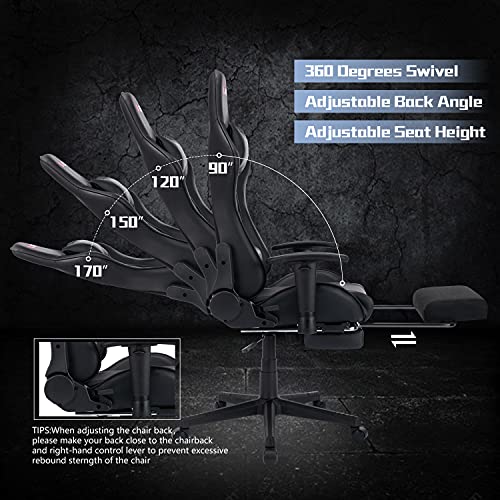 ALEAVIC-Silla-Gamer-Silla-Gaming-de-Respaldo-Alto-Silla-Ergonomica-de-Oficina-con-Reposapies-RetractilNegro
