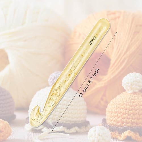 Miniatura 2 de QLRFFLJOY - Gancho de ganchillo grande con agujas largas de ganchillo de 0.709 in, ganchos de plástico de gran tamaño, manta, manta, alfombra, hilo