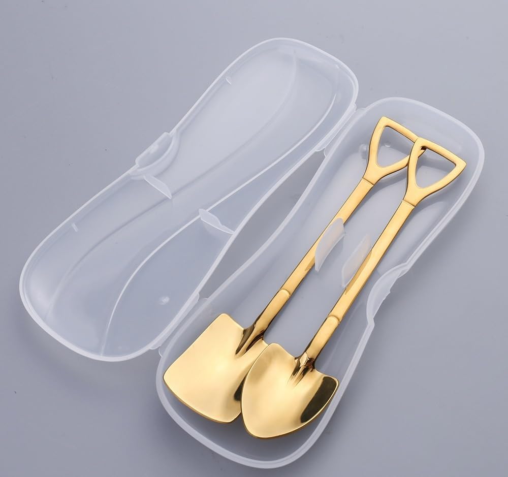 Silverware Flatware Set, 2/8/12/16/20/24 Pcs Stainless Steel Shovel Spoons – Watermelon, Dessert & Ice Cream Spoon Set(Gold,6Set-12Pcs)