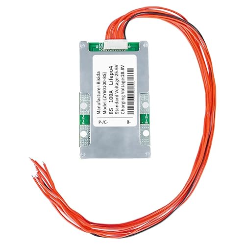 Bisida 8S BMS 25,6 V 100A LiFePO4 PCB-Schutzplatine mit Balancerleitung und NTC, gemeinsamem Anschluss, zehn Schutzfunktionen, Lithium-Eisenphosphat-Batteriemanagementsystem, LiFePO4 BMS