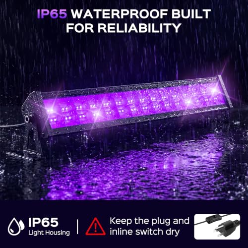Image of T-SUN LED Black Light Bar, 40W Blacklight Bars for Halloween Decor Display | Blacklight Bar with 5ft Cord, Black Lights for Glow Party, Fluorescent Poster, Game Room, Stage Lighting, Covers 22x22ft Area