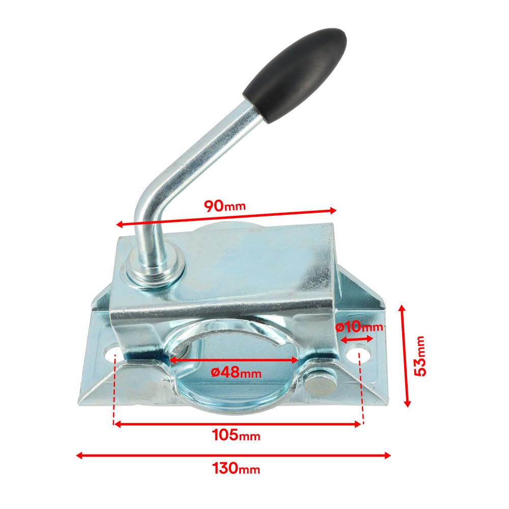 Roue Jockey - Tube Acier 48mm - Jante métal - Bride de Fixation Acier diam. 48mm - Compatible Tous Types de remorques