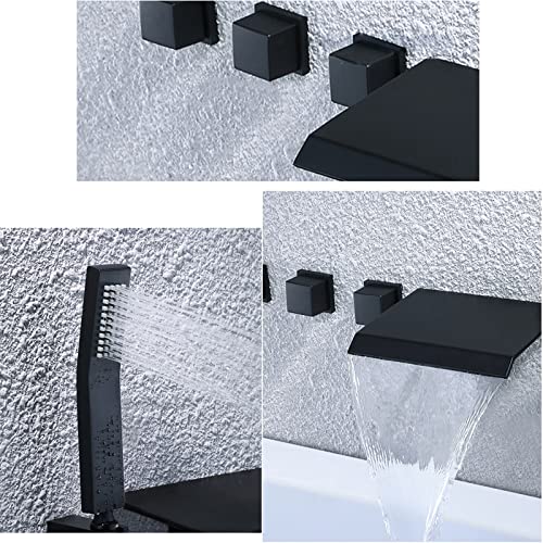 Robinet mitigeur de bain-douche mural cascade avec ensemble de flexibles