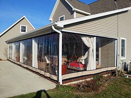 Waterproof Commercial Grade 0.5mm Vinyl Clear Awning Canopy Sliding Patio Enclosure Curtain (8x30ft.)