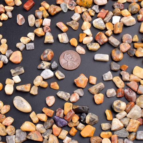 Image of Polished Crazy Lace Agate Crystal Chips 200 Pcs - 0.3 inch 10 oz Tumbled Stone Chips Crushed Sea Glass Stones Healing Reiki Crystal Making Home Decoration