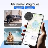 MiLi LiTag Duo Smart Tracker do iOS i Androida, lokalizator kluczy zgodny z Apple Znajdź lub Android Centrum lokalizacji, bateria CR2032, do kluczy, portfela i bagażu (Czarny/zestaw 1 sztuk)