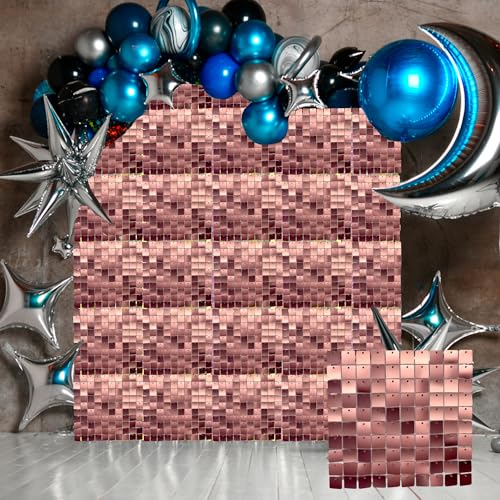 Panneaux muraux carrés à paillettes rose doré Trimming Shop 30x30 cm pour décors de fête