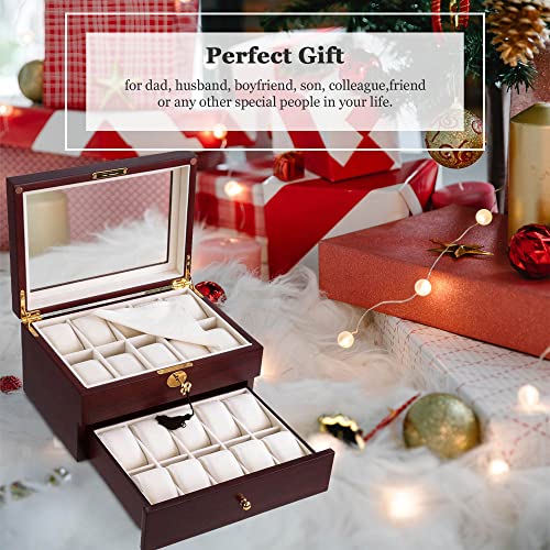 Yescom 20 Slots Wooden Watch Box Watch Display Case Glass Top Men Jewelry Collection Storage Organizer Walnut Wood #TOP1