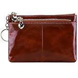 Itslife Women's Rfid Leather Coin Purse Zip Small Wallet Change Pouch Card Holder with Key Ring