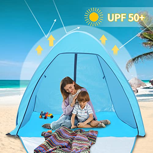 Beach Tent Kratax New Pop Up Beach Tent For 1-2 Adults, Picnic Tent Rated Upf50+ For Uv Protection, Waterproof Windproof Sun Shelters For Family Camping, Baby Beach Tent, Fishing, Park And Picnic Tent #TOP2