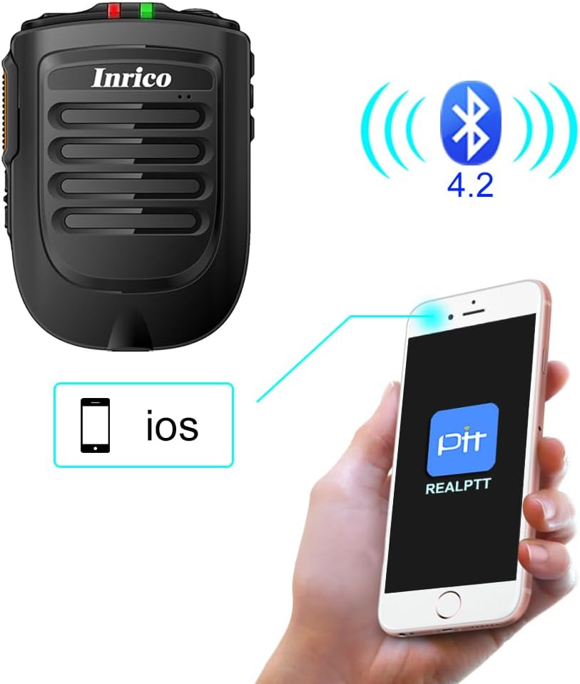 ANYSECU Wireless PTT Microphone B01 iOS Version B02 Wireless PTT Button for Zello ptt Button Speaker for iOS and Android Phone