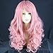Produktbild Atemberaubende Lange lockig Rosa Damen Perücken Haut Top Cosplay Perücke! WIWIGS !