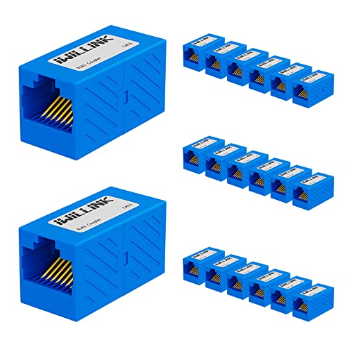 Image of iwillink RJ45 Coupler Ethernet Connector, Female to Female RJ45 Connector for Cat7 Cat6 Cat5e Cat5 Ethernet Cable, Extender Adapter, 20 Pack, Blue