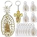 12Pcs Baptism Our Lady of Guadalupe Wood Design Keychain Baptism Favors for Boy or Girl Recuerdos de Bautizo Christening Favor with Organza Gift Bag