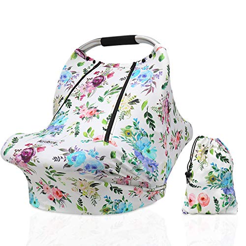 Image of Baby Car Seat Covers-Acrabros Multifunctional Infant Carseat Canopy for Boys Girls,Stretchy Breathable Adjustable Peep Window Universal Fit, Purple