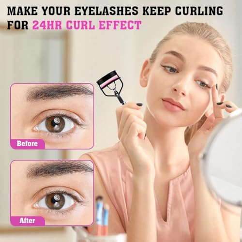 Image of MAYCREATE Eyelash Curler Kit with 10 Silicone Refill Pads, Eyebrow Brush