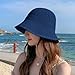 Womens Floppy Straw Sun Hat Packable Wide Brim Summer Beach Hat Foldable Crochet Bucket Hats (Sapphire Blue)