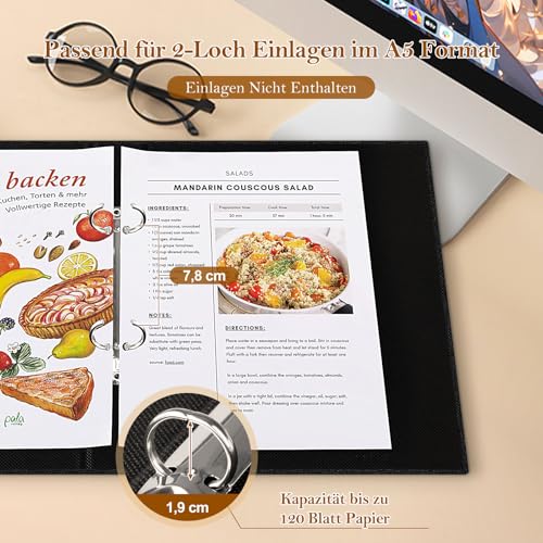 Lanpn Ringbuch Basic DIN A5 2 Stück, Leineneinband Ringbuch Ordner A5 mit 2 Ringe hält A5 Papier für Zuhause Büro Schule Journaling Sammlungen (Lila)