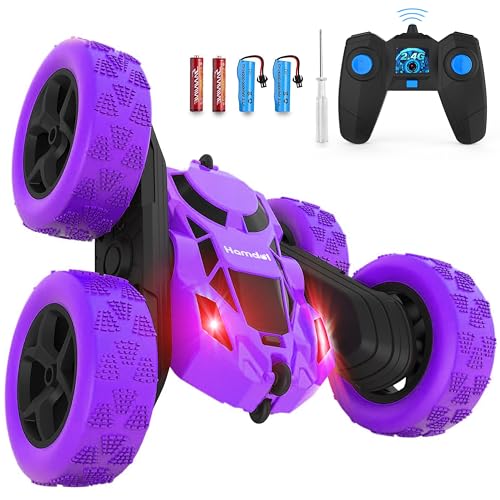 Image of Hamdol Remote Control Car for Kids, 360 Spinning RC Stunt Car with Lights, 4WD Electric Off-Road Vehicle, 2.4GHz Rechargeable Toy Cars for Boys Girls Age 6 7 8 9 10 11 12, Birthday