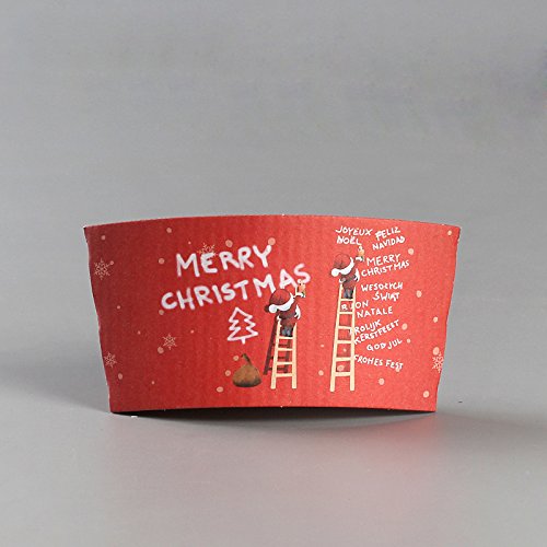 Christmas Paper Coffee Cups With Lids (50-Count, White) Disposable Hot & Cold Drinkware W/ Holiday Insulated Sleeves | Santa, Stocking, Reindeer | Party, Tea, Cocoa #TOP6