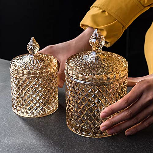 R Flory 10+24 Oz Glass Jars Set Of 2 Bathroom Canisters Storage Organizer Cute Qtip Holder Vanity Canister With Lid Cotton Swabs Storage (Amber) #TOP6