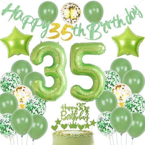 Decorazione compleanno 35 anni verde Uomo, Palloncini 35 Anni Compleanno