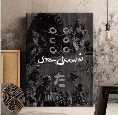 Les Sept Samouraïs peinture sur toile japonaise salon 50x70 cm