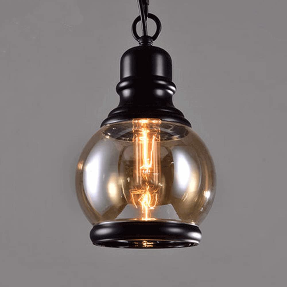 Lampe suspendue en verre marron de style industriel avec lustre en métal E27 unique