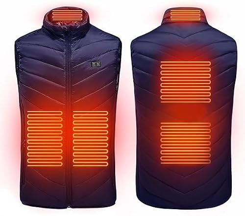 SQINGG Heated Jackets for Men Womens, Heated Vest Heated Coats with 9 Heating Zones 3 Types of Temperature, Heating Gilet Waistcoat Warming Clothes, XL (L)