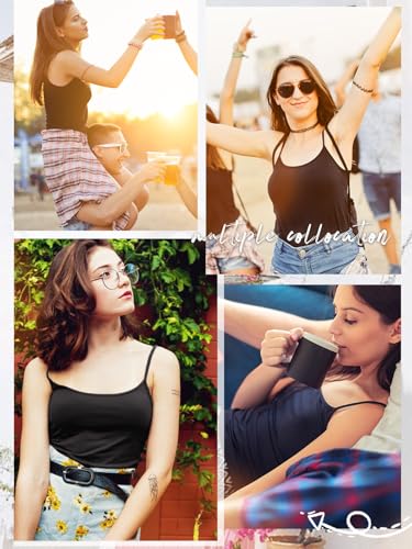 Image of Air Curvey 4 Pack Camisole Tops for Women Basic Undershirt Tanks Adjustable Spaghetti Straps Camis Seamless Soft Layering Top