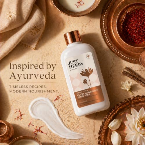 Image of Just Herbs Saffron + Malai Nourishing Body Milk Moisturizer for Men & Women