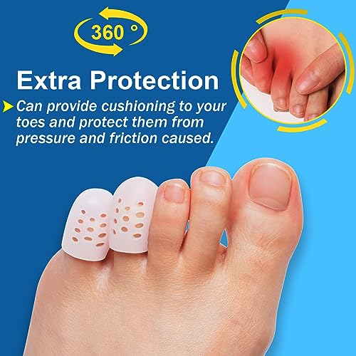 Image of Pinky Toe Protector, (20pcs) Breathable Toe Cap, Gel Toe Sleeve,Toe Covers Great for Blisters, Corns, Hammer Toes, Toenails Loss (Aloe Vera Extract Infused Silicone Materials)