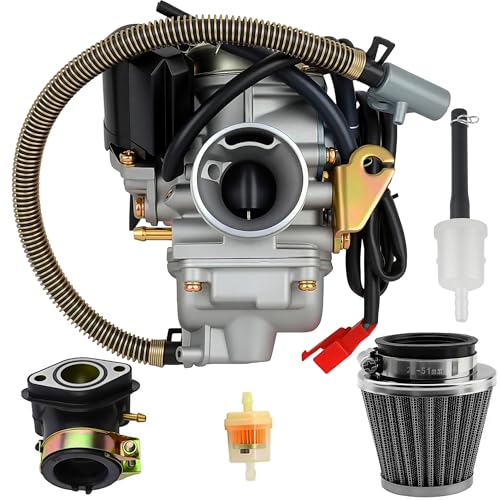 150cc Carburetor with Air Filter Intake Manifold for 4 Stroke GY6 150cc 125cc 152QMJ 157QMJ Engines Electric Choke Motorcycle Scooter