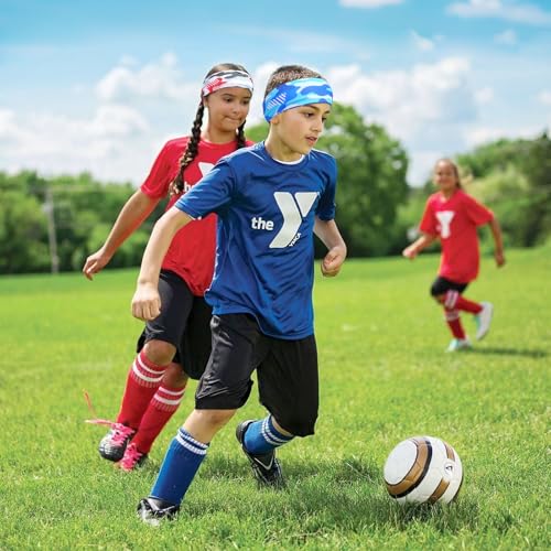 Image of 6Pcs Kids Athletic Sweatbands,Boys Headbands for Sports,Breathable Elastic Headband for Boys and Girls Basketball, Football, Baseball, Running