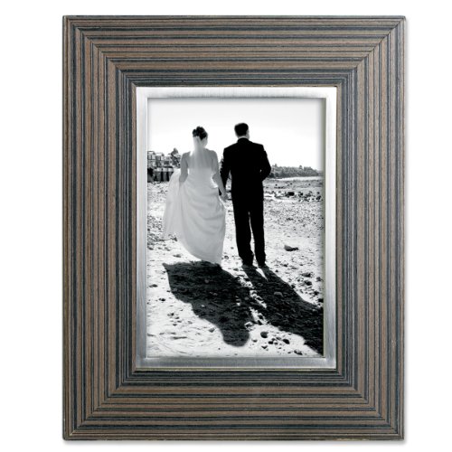 Lawrence Frames Black Veneer withSilver 4x6 Picture Frame