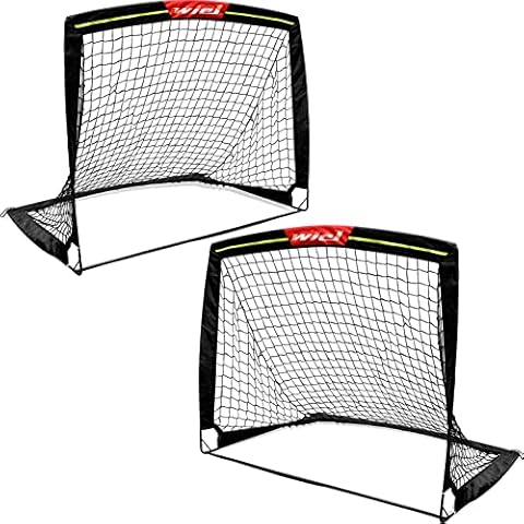 Wiel Soccer Goal, 4Ft x 3Ft Net Easy Fold-Up Training Goals W' Reflective Strips for Playing at Nightfall, Set of 2 for Family Team Kids Backyard Games Cover