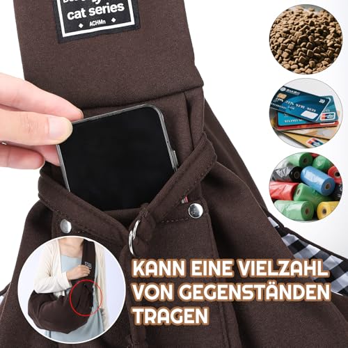 Halinuia Reversibel Kleine Hundetragetasche bis 7.5 KG Angenehm Tragetasche Hund Sicherer mit Karabiner Tragegurt Hunde Umhängetasche für Haustiere für Spaziergänge Aktivitäten im Freien, Braun