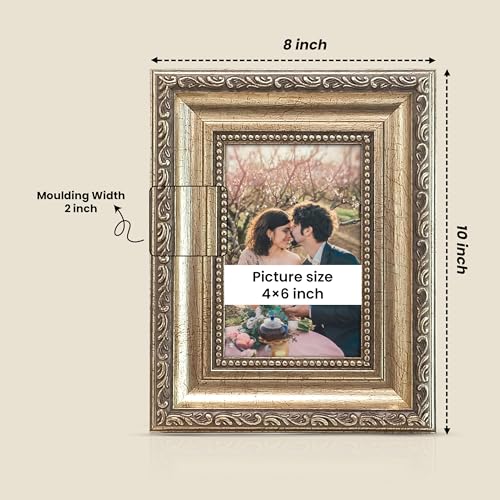 Image of Art Street Elegant Table Rectangular Photo Frame for Tabletop With Back Stand,4x6 Inch Photo,Decorative Frames Perfect for Home Decor,Unique Gift Idea,Durable,Birthday,Wedding,Return Gift(Rust Gold)