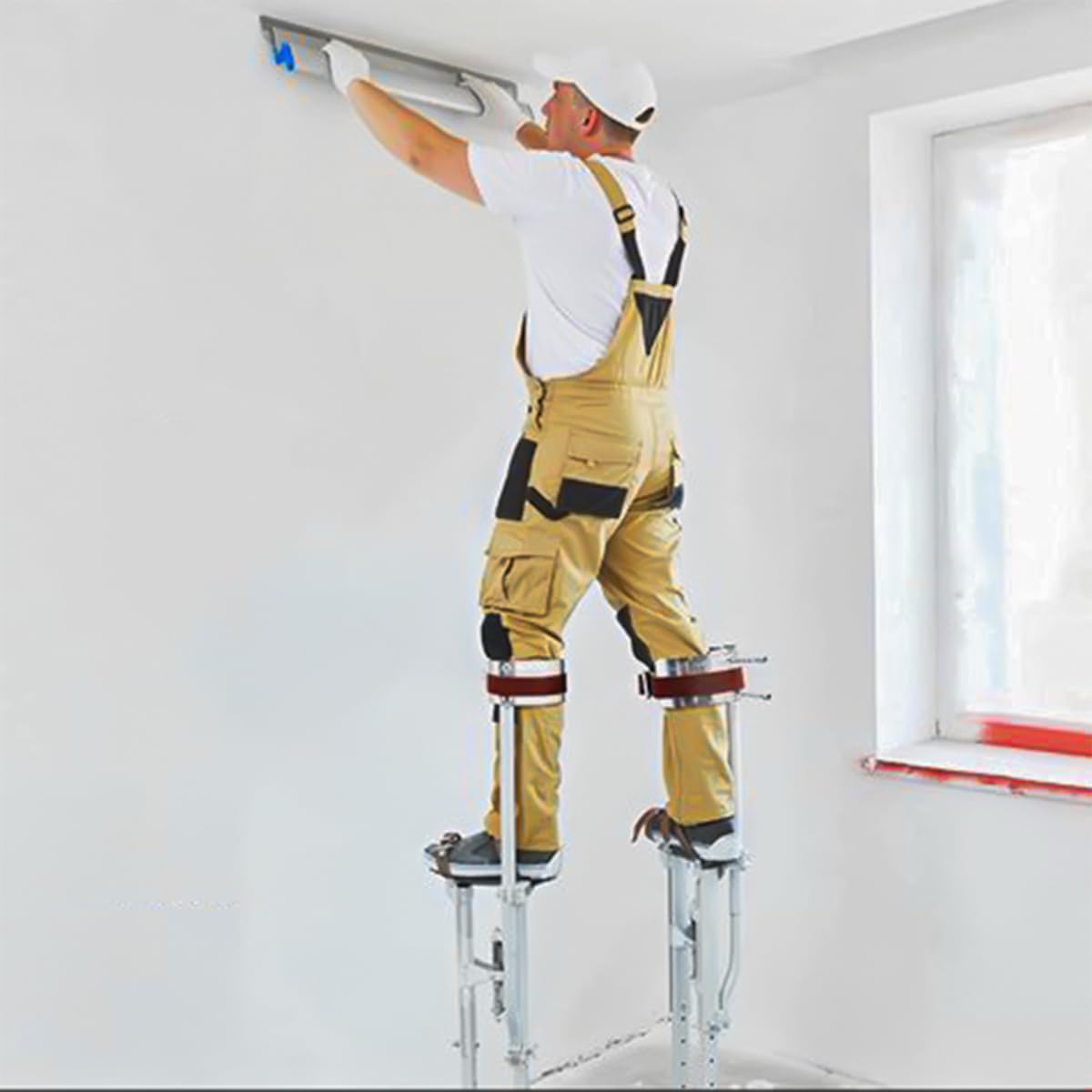 POFET 2 pièces Sangles de Repose-Pieds pour échasses de cloisons sèches Bandage de Fixation de Mollet réglable en Hauteur pour Le plâtrage, la Peinture et Le câblage